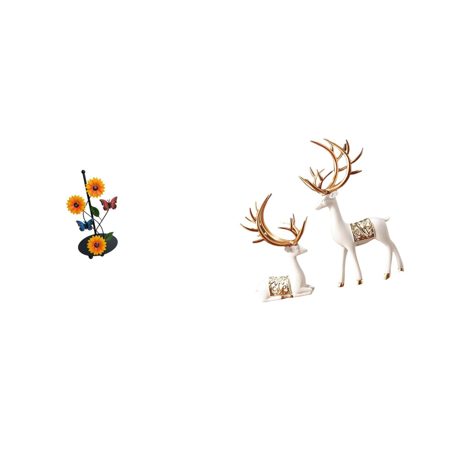 Fiocias Toilet Paper Holder Set Paper Towel Holder Countertop Kitchen Roll Holder Standing Deer Sculpture Statue Resin Iron Ornament Suitable for Gi