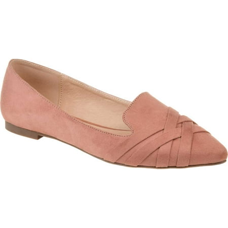 

Women s Journee Collection Mindee Pointed Toe Smoking Flat Blush Faux Suede 9 M