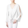 thumbnail image 1 of Rachel Roy Blusa de punto con lazo en la parte delantera para mujer, blanca, mediana, 1 of 1