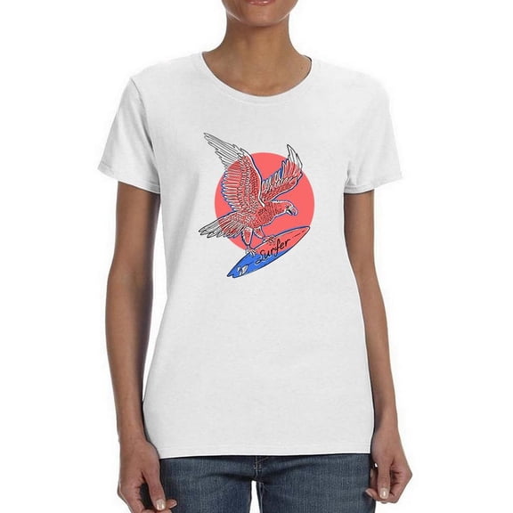 Eagle And Surfboard Art Shaped T-Shirt Women -Image by Shutterstock, Female XX-Large