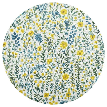 

Yellow Floral Pattern 4-Piece 15.4in Heat-Proof PVC Plate Mats Easy Cut and Clean for Family Use