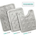 thumbnail image 2 of Clara Clark Bathroom Rugs, Velvet Memory Foam Bath Mat, Ultra Soft Non Slip and Absorbent - Waffled - Set Small, Large & Contour - Silver, 2 of 6