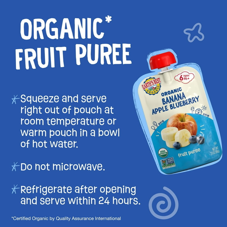 Earth's Best Organic Stage Baby Food Banana Apple Blueberry