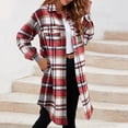 thumbnail image 4 of ASFGIMUJ Womens Fashion Plaid Print Jacket Winter Long Sleeves Lapel Long Jacket With Pockets Trench Coat Hoodless Plaid Jacket Tops, 4 of 5