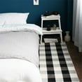 thumbnail image 2 of Maoww Hand-Woven Cotton Plaid Area Rug Anti Slip Doormat Floor Mat Layered Carpet for Laundry Kitchen, Black White, 130x60cm, 2 of 9
