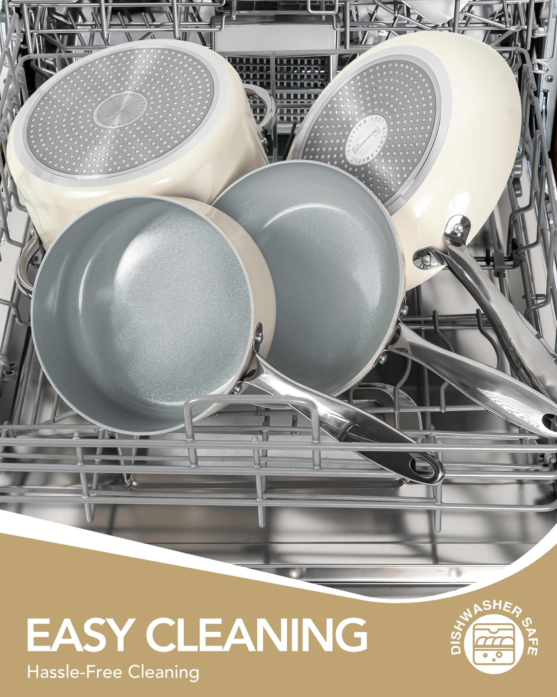 8-Pcs Nonstick Pots and Pans with Lid, Cookware Set, Cream