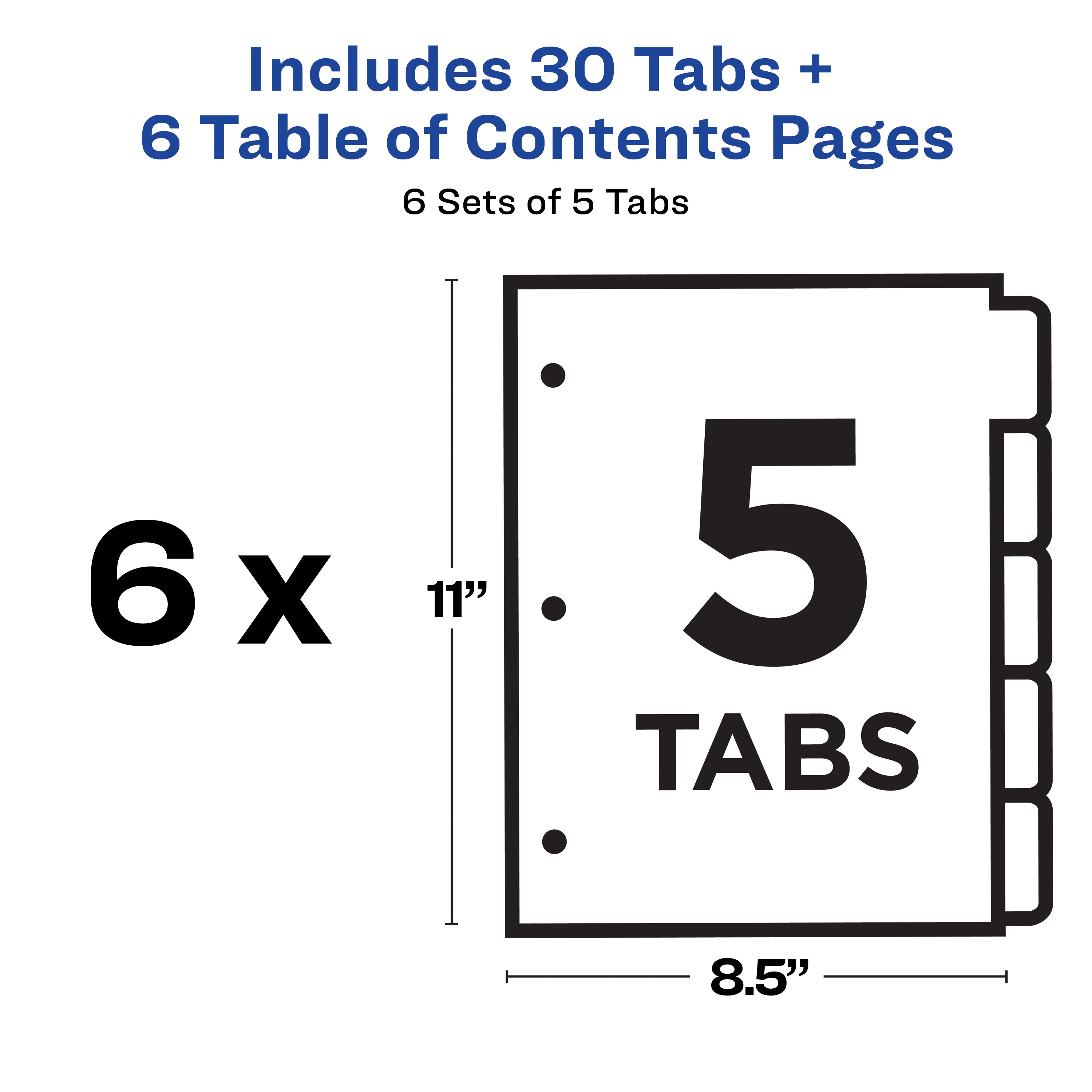 Avery Ready Index 5 Tab Dividers, Customizable TOC, 6 Sets (11187) - image 5 of 9