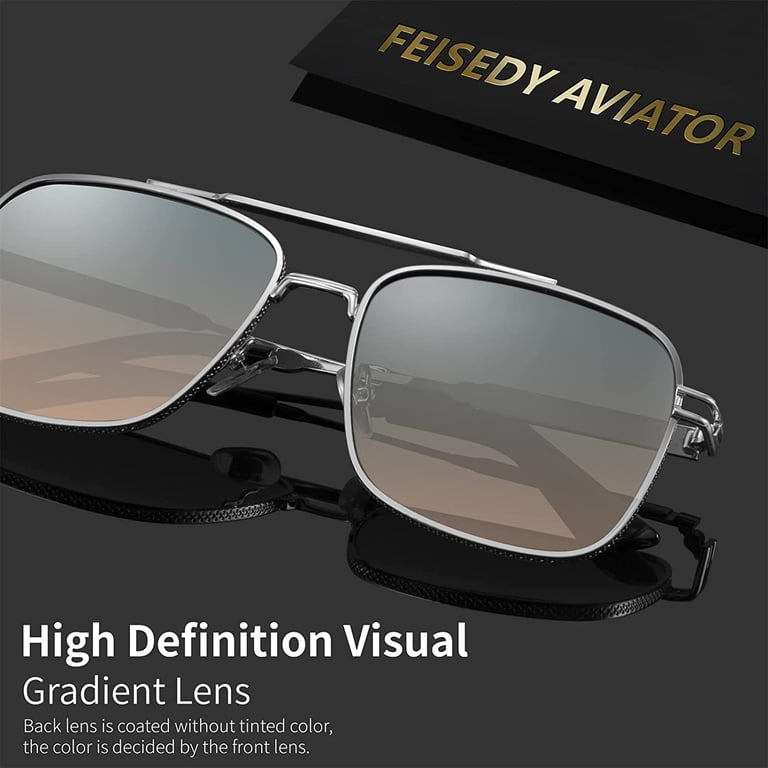 FEISEDY Retro Square Aviator Sunglasses for Men Women  display picture 3