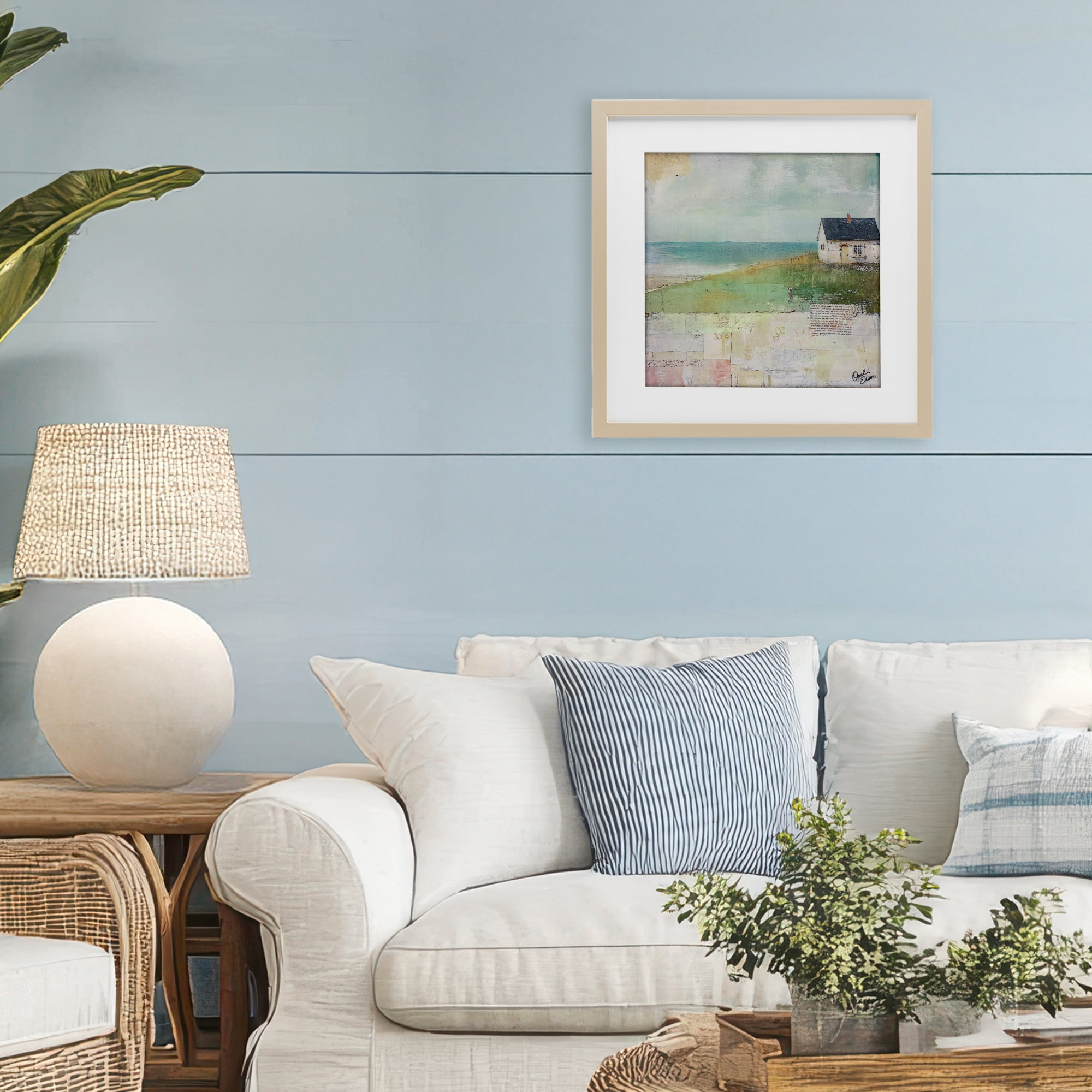 Stupell Industries Quiet Place By The Coast Birch Framed Print Under Glass, design by Opal Edison