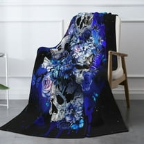 Sugar Skull Throw Blanket - Soft Cozy Fluffy Fleece Blanket for Bed, Couch, or Decor (50"x40") - Gifts for Women, Men, Teens, Girls & Boys