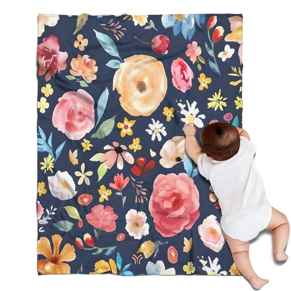 Pioneer Flower Floral Print Pattern Blanket,Comfortable Soft Flannel Throw Blanket,All Season,Warm Lightweight Blankets for Sofa Bed Couch Living Room Chair,30"x40"