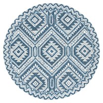SAFAVIEH Metro Desi Medallion Area Rug, Blue/Ivory, 6' x 6' Round