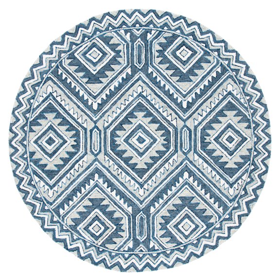 SAFAVIEH Metro Desi Medallion Area Rug, Blue/Ivory, 6' x 6' Round