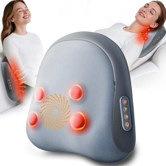 JZBRAIN Masseur Shiatsu pour Dos et Cou avec Chaleur – Oreiller de Massage des Tissus Profonds pour Soulagement de la Douleur – Design Filaire pour Usage Complet du Corps – Cadeau pour les Proches