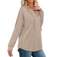 thumbnail image 3 of cocolona Hoodies for Women V Neck Drawstring Sweatshirts Fall Long Sleeve Shirts Fashion Solid Color Tops Casual Loose, 3 of 7
