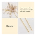 thumbnail image 3 of CoCoMangos Flower Bride Wedding Hair Pins Gold Rhinestones Bridal Hair Accessories Opal Crystal Head Piece for Women and Girls (Pack of 3), 3 of 7