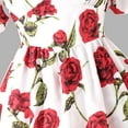 thumbnail image 6 of Girls Dresses for Summer Girls French Style Rose Print Spaghetti Strap Off Shoulder Tiered Dress Cute casual Dresses Red 10Y(9-10 Years), 6 of 9