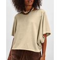 thumbnail image 4 of Czanzd Women's Oversized Cotton T Shirt Loose Fit Casual Short Sleeve Summer Top 2026 Vintage Washed Basic Tees(Khaki,XL), 4 of 5