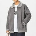thumbnail image 6 of Maoxin Jackets for Men Vintage Warm Solid Color Zipper Pocket Long Sleeved Casual Jacket Gray XL, 6 of 7