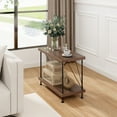 thumbnail image 2 of Gymax 2-Tier Multipurpose Display Rack Freestanding Bookshelf w/ Metal Frame Walnut, 2 of 9
