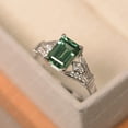 thumbnail image 2 of Emerald cut green sapphir ring, white gold plated , wedding ring for women, 2 of 4