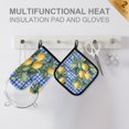 thumbnail image 4 of Yayeee Oven Mitts and Pot Holder Set of 2 Heat Resistant Kitchen Gloves Baking Hot Pad, Green Lemon Plaid, 4 of 5