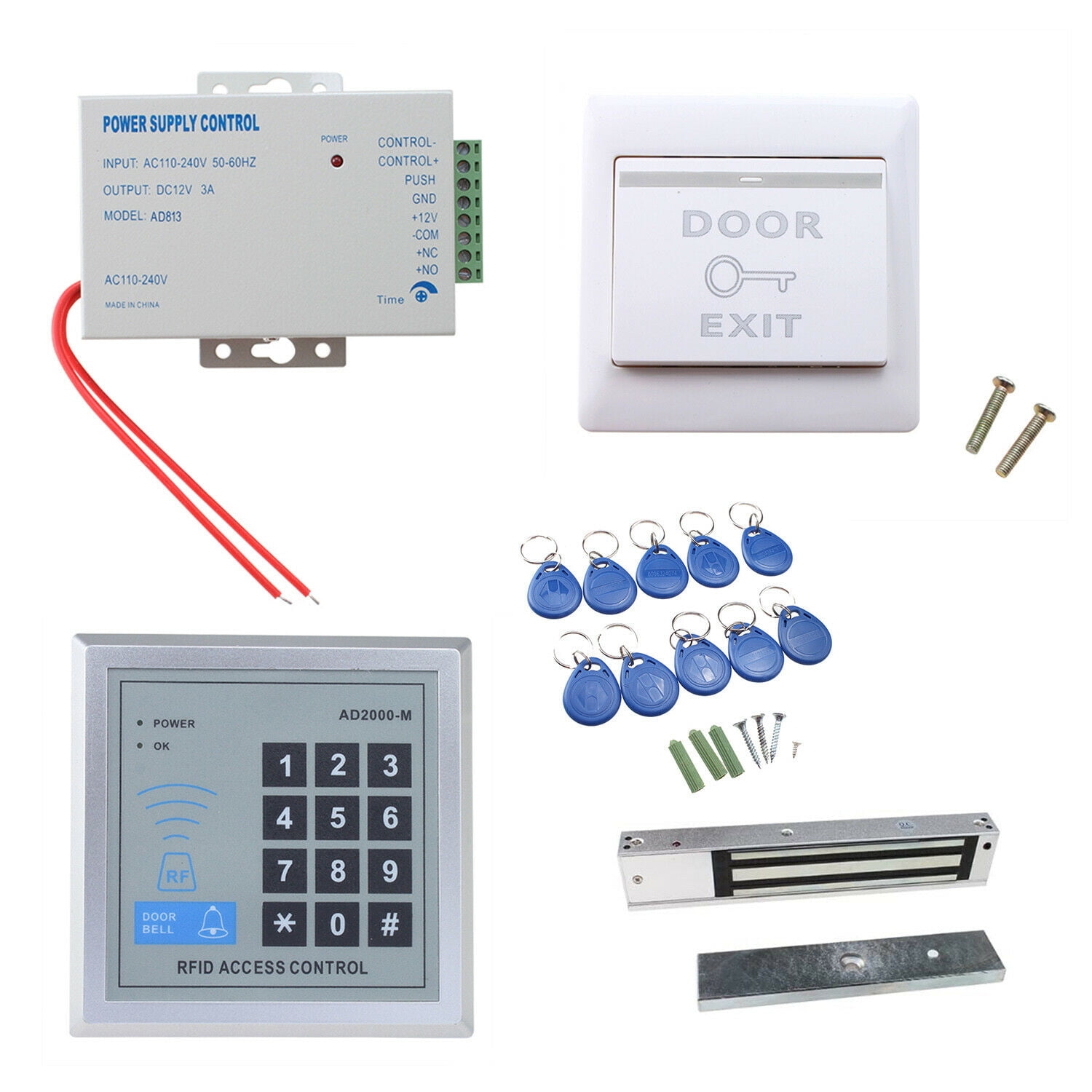 Details about   RFID Keypad Door Acess Control System Kit Electric Magnetic Electronic Door Lock 