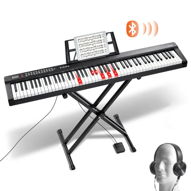 VEVOR 88 Key Digital Piano Keyboard Semi Weighted Electric Portable with Stand