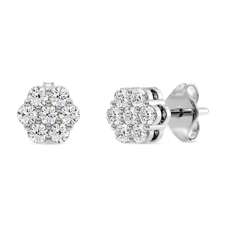 Gilded Lab-Grown Diamond Flower Stud Earrings photo 1