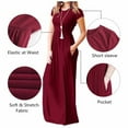 thumbnail image 4 of Aiyino Women's Maxi Dresses Plus Size Short Sleeve Casual Long Dresses Loose with Pockets,L Wine Red, 4 of 9