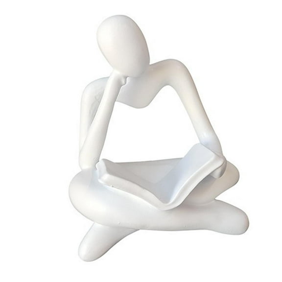 Abstract Thinker Statue Tabletop Decorative Sculpture for Decor White