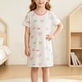 thumbnail image 2 of SROBPTY Teen Girls Dresses Print Crew Neck Short Sleeve Sleep Mid-Length Dress for 3-13Y, 2 of 4
