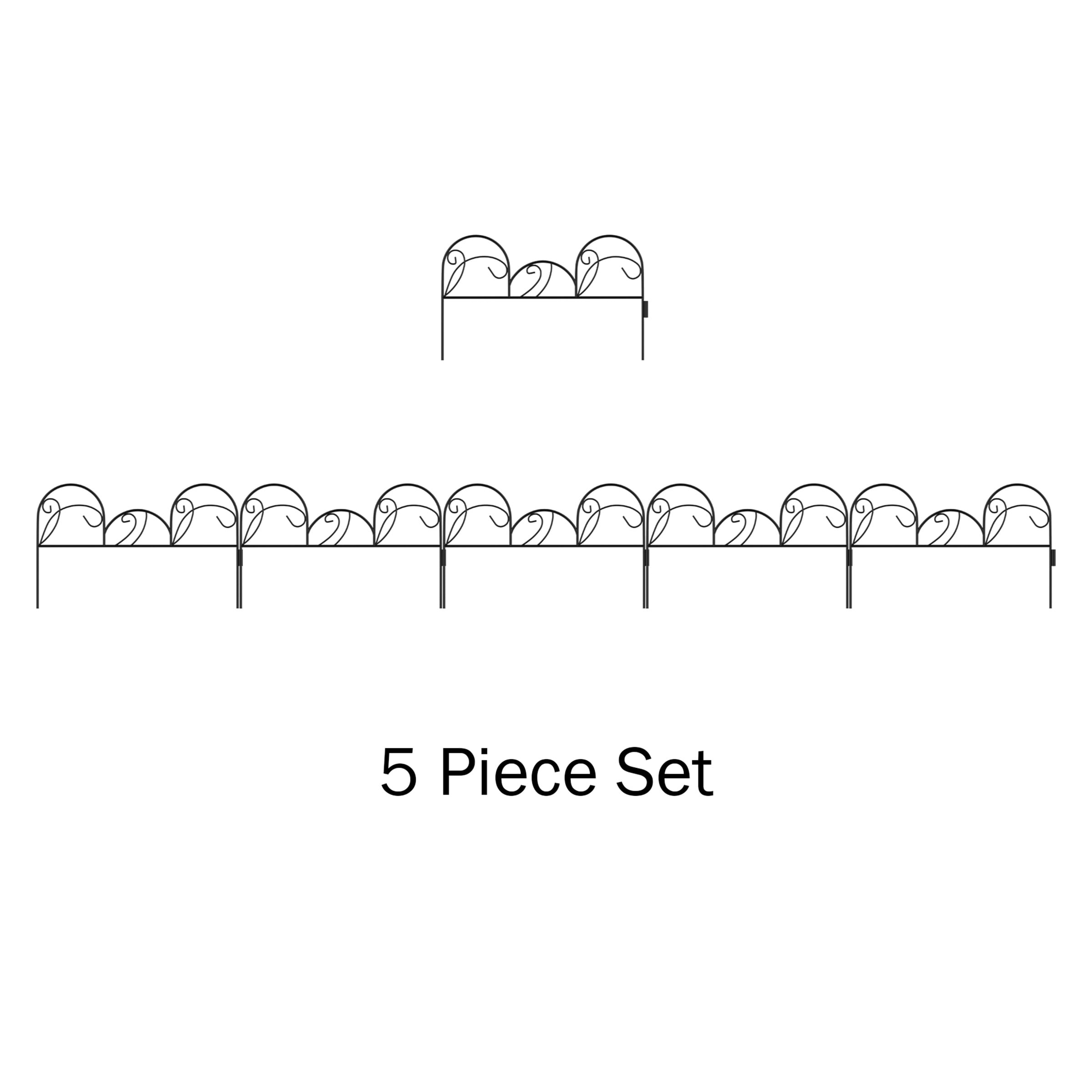 Metal Garden Fencing- Set of 5 Panels of Mimosa Decorative Edging Flower Beds & Landscapin