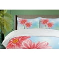 thumbnail image 4 of Ambesonne Gerber Daisy Duvet Cover Sets, Petals on Bokeh, 2-Queen, Coral and Multicolor, 4 of 7