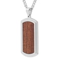 thumbnail image 2 of Mens Stainless Steel Woodgrain Inlay Dog Tag Pendant Necklace, 2 of 4