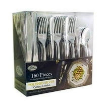 Cutlery Silverware Extra Heavy weight Disposable Flatware Combo Silver 160Ct