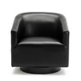 thumbnail image 6 of Comfort Pointe Gaven Black Faux Leather Wood Base Swivel Accent Chair, 6 of 8