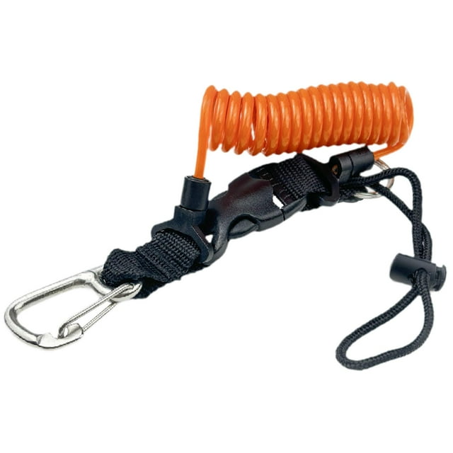 Lipstore Diving Coil Lanyard Spring Coiled Camera Lanyard Metal with Hook Freediving Rope Orange