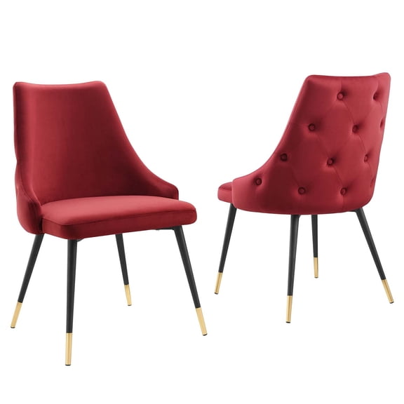 Modway Adorn Dining Side Chair Performance Velvet Set of 2 in Maroon
