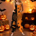thumbnail image 2 of EANJE Halloween Overalls for Women, Sleeveless Spaghetti Strap Jumpsuit with Pockets, Print Wide Leg Baggy Romper, Adjustable Straps Fall Holiday Party Outfit Ginger 5XL, 2 of 6
