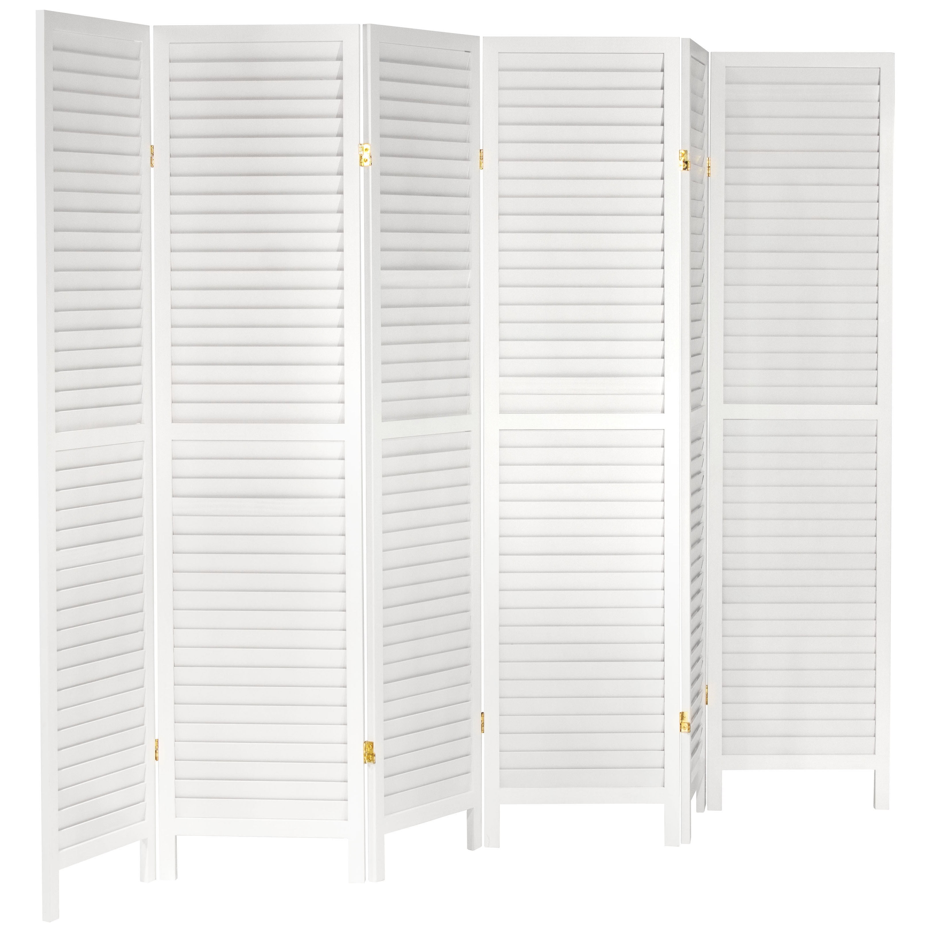 Oriental Furniture 6 ft. Tall Wooden Louvered Room Divider White - 6 Panel