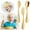 Gold, variant on Silver Stainless Steel ki-ds Flatware Set, 3 Pcs ch-ildren's Cutlery with Spoon, fork, and Knife, Toddler Silverware for Camping, Picnic, and Home