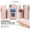 thumbnail image 6 of Wallet Case for Apple iPhone XR, with Crossbody Shoulder Strap & Hand Wrist Cards Holder Zipper Pocket Stand Feature Full Protective Shockpoof Phone Case for iPhone XR, Rosegold, 6 of 7