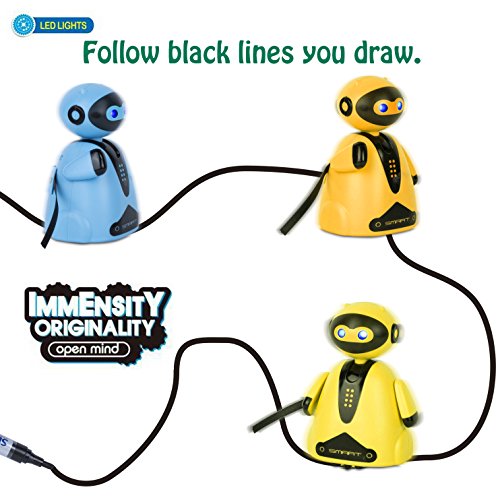 PintreeLand Mini Magic Inductive Robot Toy Follow Black Line with LED