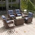 thumbnail image 3 of LayinSun 7 Pieces Outdoor Patio Furniture Set with Fire Pit Table, Rattan Wicker Swivel Rocker Chairs Sets with Swivel Glider Chairs and Coffee Table, 3 of 8