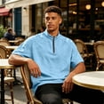thumbnail image 6 of Golf Shirts for Men Half Zipper Relaxed Fit Drop Shoulder Summer Tee Classic Breathable Comfortable Style Solid Top, L, 6 of 7