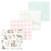 Luvable Friends Hudson Baby Flannel Receiving Blankets 4pk, Pink Woodland