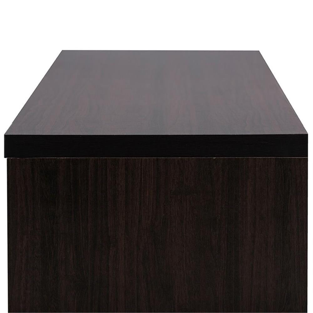 Baxton Studio Beasley 70 - Inch Dark Brown TV Cabinet with 2 Sliding Doors and Drawer