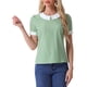 thumbnail image 1 of INSPIRAR CHIC Blusas para mujeres con contraste de cuello Peter Pan y lunares, manga corta, talla S, verde polvo, 1 of 6