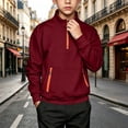 thumbnail image 4 of Boys and Toddlers' Midweight Polar Fleece Quarter-Zip Pullover Jacket, Long Sleeve Warmth Mock Neck Youth Sweatshirt Winter Clothes for Kids Years 5-15 Red, 4 of 8